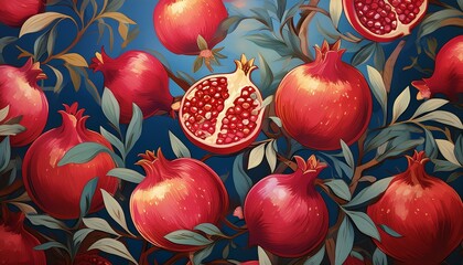 Estores personalizados con tu foto Summer Wallpaper Delight: Fresh Pomegranate Seamless Pattern for a Fruity Background"