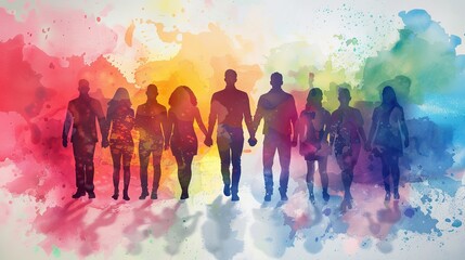 Team collaboration success flat design front view theme achievement watercolor vivid