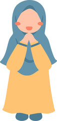 Hijabi girl faceless cartoon illustration