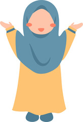 Hijabi girl faceless cartoon illustration