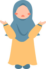 Hijabi girl faceless cartoon illustration