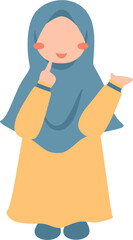 Hijabi girl faceless cartoon illustration