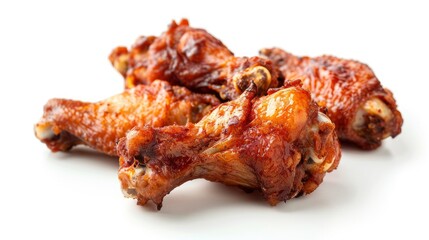 Deep Fried Chicken Wings And Bones On A White Background, A Crispy Treat