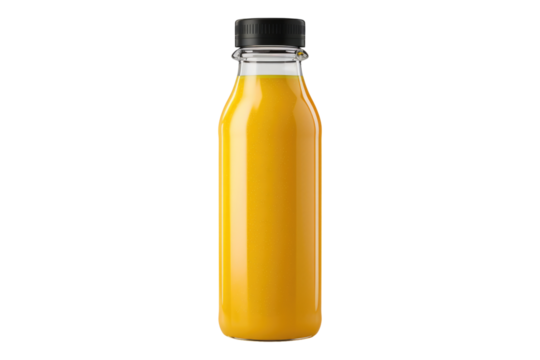 Mango juice bottle isolated on transparent background