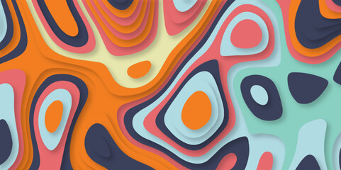 Abstract paper cut vector background. Origami or carving decoration. Multi layers soft colorful texture 3D papercut layers in gradient vector banner.