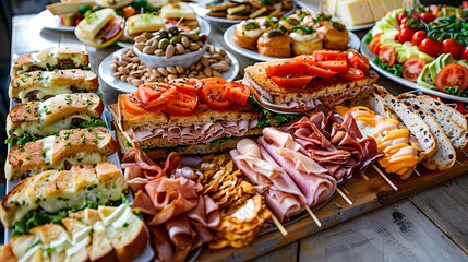At a festive holiday gathering, a catering plate presents an array of delectable light snacks designed to please every palate.