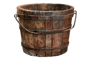 Fototapeta premium Old wooden bucket isolated on transparent background