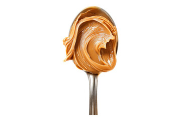 Fototapeta premium Peanut butter on spoon isolated on transparent background