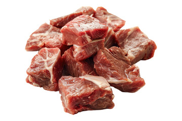 Obraz premium Pieces of raw meat isolated on transparent background