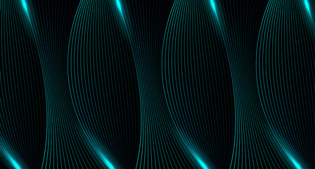 Blue glowing minimal wavy lines abstract futuristic tech background. Vector digital art design