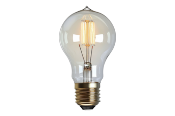 Realistic light bulb isolated on transparent background