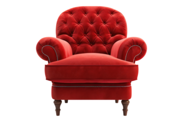 Red armchair isolated on transparent background
