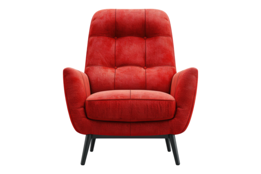 Red armchair isolated on transparent background