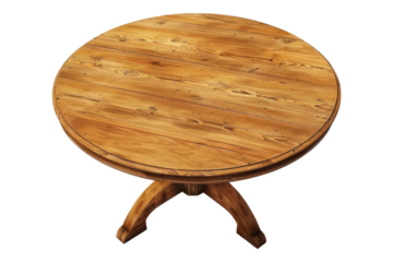 Round wooden table isolated on transparent background