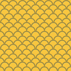 Golden Circles Pattern. Seamless Oriental Design for Lunar New Year. Traditional Asian Elegance in Modern Geometric Texture. Vintage Retro Background for Premium Decorative Design.