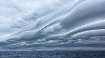 Fototapeta premium Grey Overcast Stratus Clouds Covering Tranquil Sky Landscape