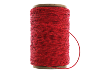 Spool of red thread isolated on transparent background