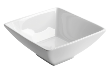 Square empty white bowl isolated on transparent background