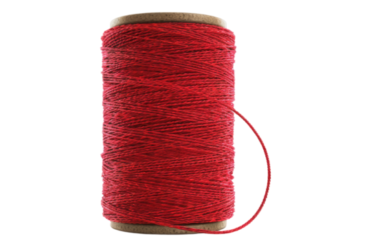 Spool of red thread isolated on transparent background