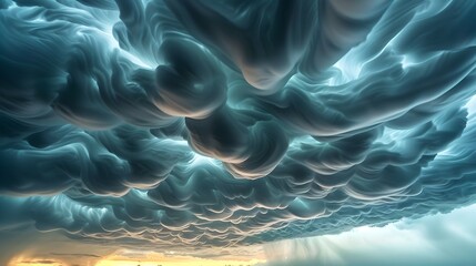 Majestic Mammatus Clouds Forming Beneath Thunderstorm Anvil