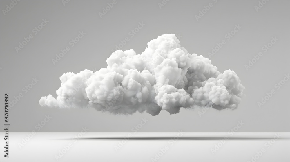 Poster minimalist fluffy white cloud with ample negative space in the sky