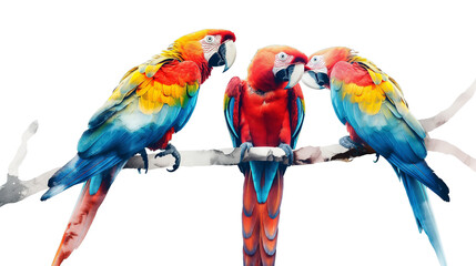 Naklejka premium A colorful parrot is perched on a branch isolated on a transparent background