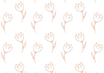 Pattern with delicate pink flowers, simple seamless vector background, cute floral print for printing on paper and fabric