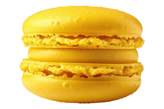 Yellow macaroons isolated on transparent background