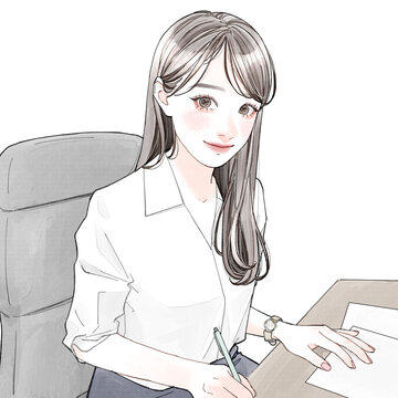 デスクワーク中の女性
