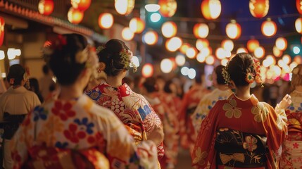 Highlight the unique characteristics of Bon Odori in a specific region of Japan. This could involve showcasing regional clothing styles specific dance variations or local food specialties