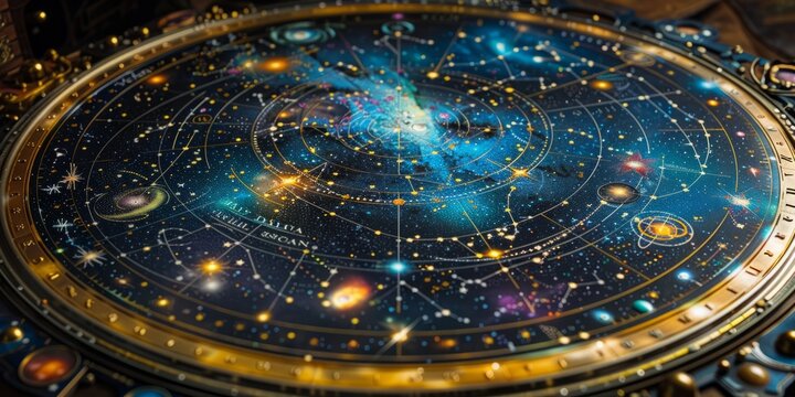 Intricate Celestial Star Chart in Vibrant Cosmic Art Style