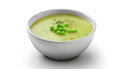 Green Pea Creamy Soup In A Bowl, A Smooth And Healthy Dish