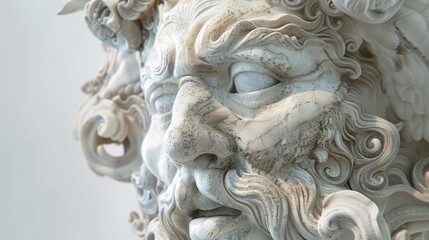 A marble sculpture of a mythological creature from Greek folklore, intricately carved with lifelike features and textures.