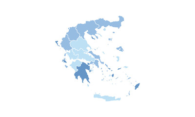 Obraz premium Map of Greece isolated modern colorful style. for website layouts, background, education, precise, customizable, Travel worldwide, map silhouette backdrop, earth geography, political, reports. 