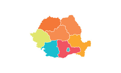 Map of Romania isolated modern colorful style. for website layouts, background, education, precise, customizable, Travel worldwide, map silhouette backdrop, earth geography, political, reports. 