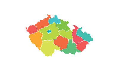Map of Czech Republic isolated modern colorful style. for website layouts, background, education, precise, customizable, Travel worldwide, map silhouette backdrop, earth geography, political, reports.
