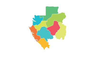 Map of Gabon isolated modern colorful style. for website layouts, background, education, precise, customizable, Travel worldwide, map silhouette backdrop, earth geography, political, reports. 