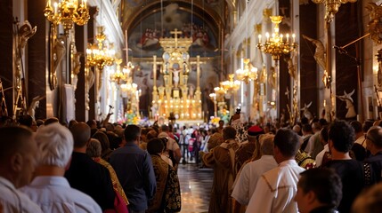 Fototapeta premium Vibrant Religious Procession and at Festa del Redentore in Venice