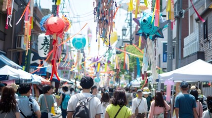 Vibrant Tanabata Festival Performances Lighting Up a Lively Summer Street
