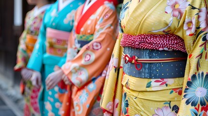 Vibrant Traditional Japanese Kimono Worn During Gion Matsuri Summer Festival
