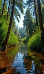 Obraz premium Tranquil Forest Stream.