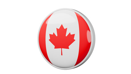 Canada, Canadian Circle flag icon. Transparent backgound. 3d rendered with alpha channel. Round shape. Austrian	