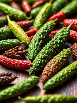 Bitter Melon and Chili Peppers.