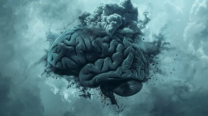 Brain Exploding in Dark Clouds