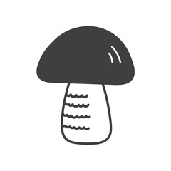 Boletus or Cep Mushroom Doodle Line Icon. Hand drawn forest fungus symbol. Food Ingredient sketch. Outline vector illustration.