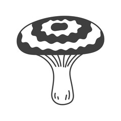 Coral Milky Cap Mushroom Doodle Line Icon. Hand drawn Forest Fungus sketch. Food Ingredient. Isolated outline vector illustration.