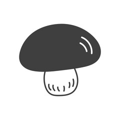 Boletus Fungus Doodle Icon. Hand drawn Mushroom raw food ingredient symbol. Champignon sketch. Vector illustration