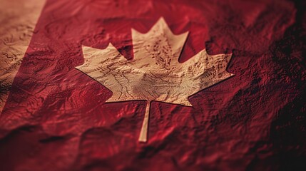 Naklejka premium The Canadian flag on a solid red background.