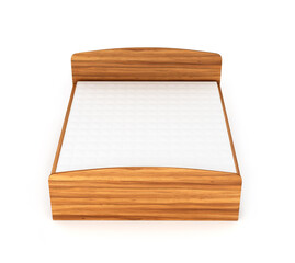 Wooden bed with mattress