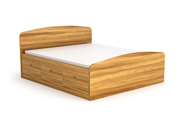 Bed. Isolated against white background.